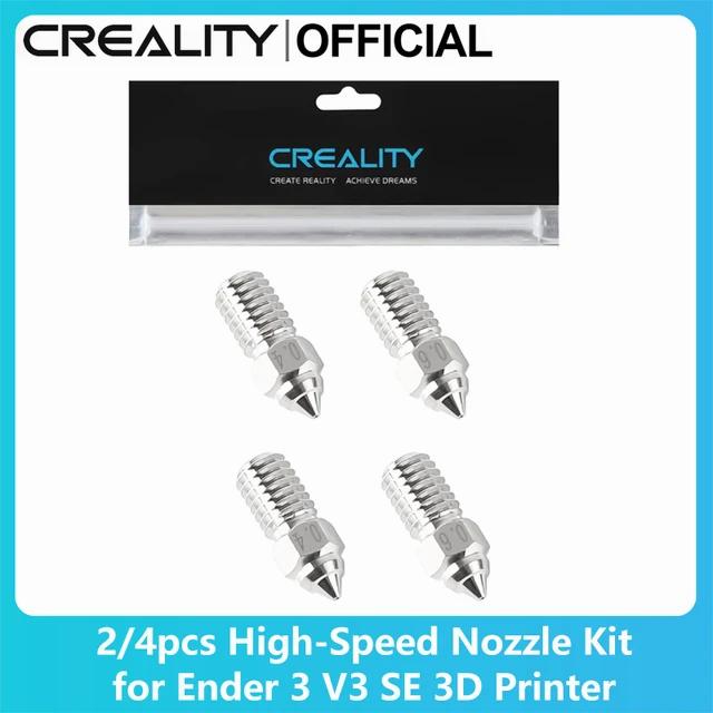 A product image of a pack of four nozzles for a 3D printer.