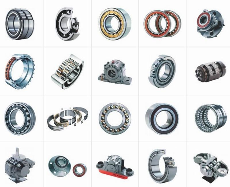 An assortment of industrial ball and roller bearings.