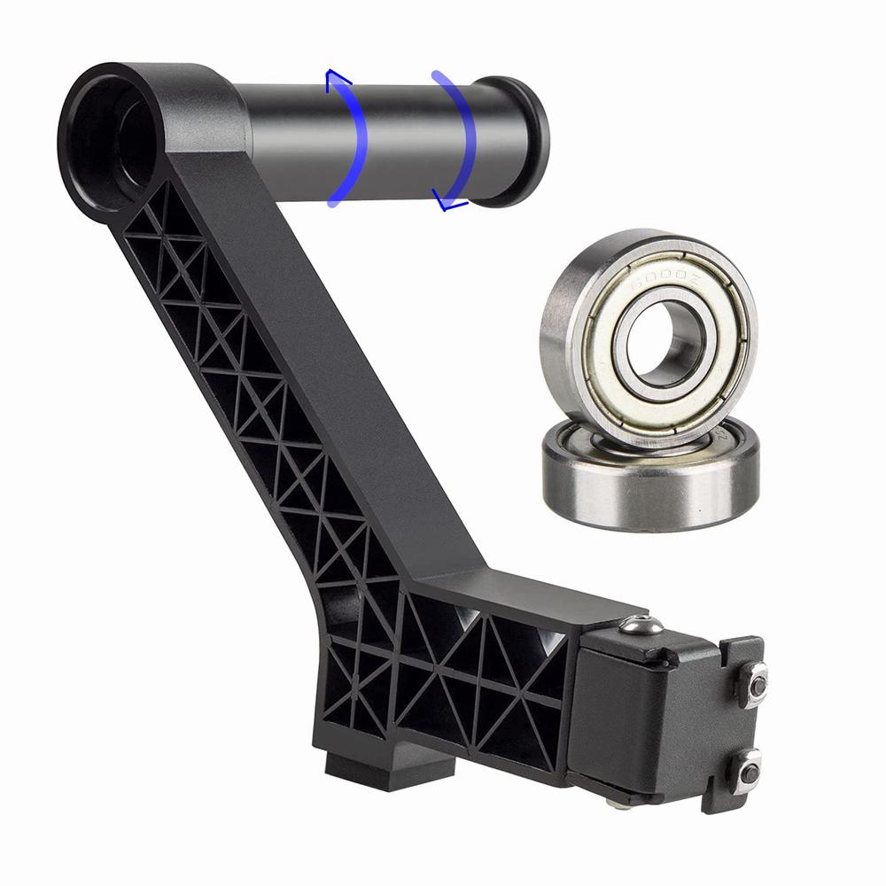 Black anodized aluminum alloy bike handlebar extender with two ball bearings.