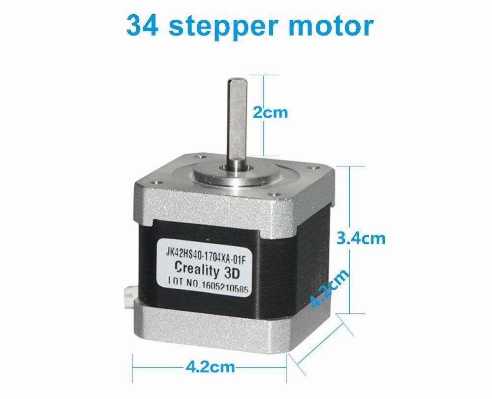 Stepper motor with a dimension of 4.2cm x 4.2cm x 3.4cm.