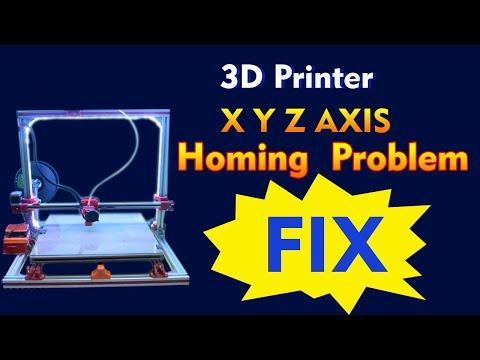 A 3D printer with a blue light on the X axis has the XYZ axis homing problem.