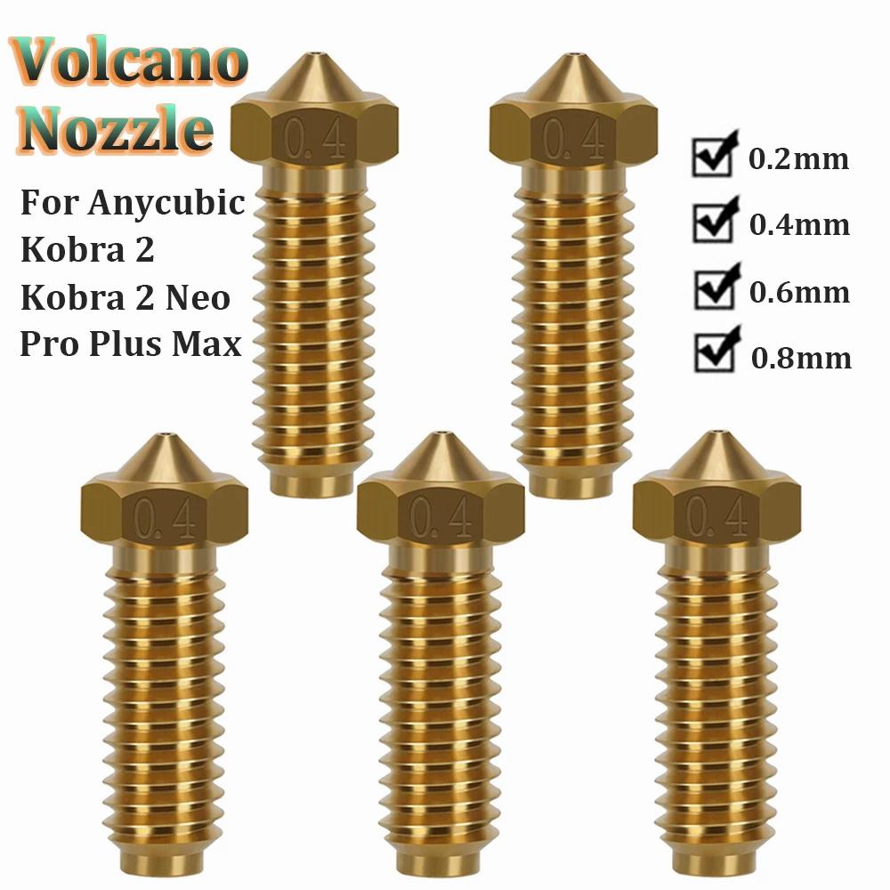 Volcano nozzles for Anycubic Kobra 2, Kobra 2 Neo, Pro, Plus, and Max in 0.2mm, 0.4mm, 0.6mm, and 0.8mm sizes.