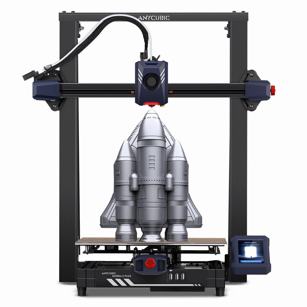 A 3D printer is printing a model of a rocket.