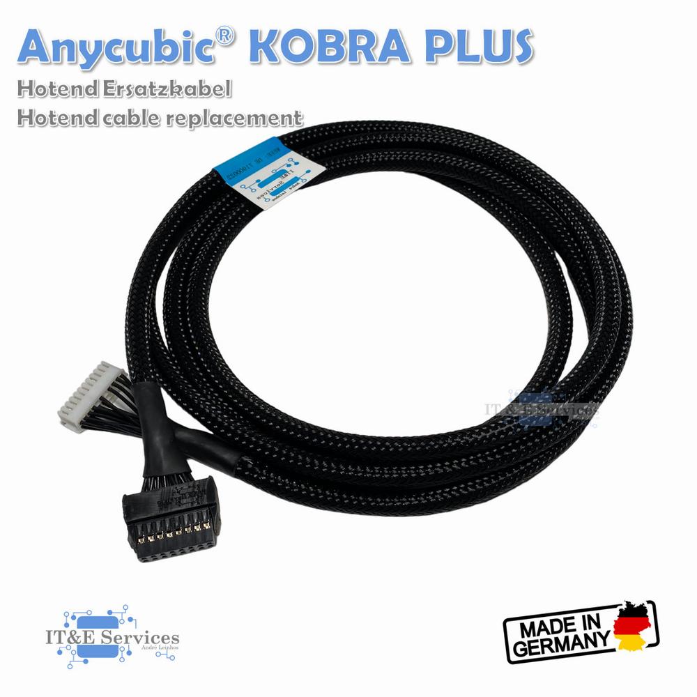 Black Anycubic® Kobra Plus hotend cable replacement.